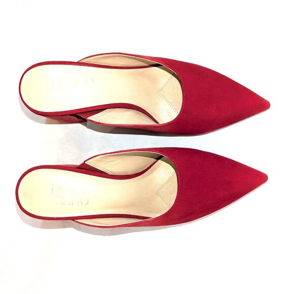 Franco Sarto	| Tamera Crimson Red Suede Mule Heel | Size 6.5 - Picture 5 of 15
